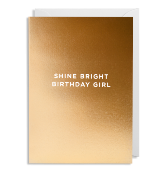 gold lagom birthday girl shine bright postco funky quirky unusual modern cool card cards greetings greeting original classic wacky contemporary art illustration fun