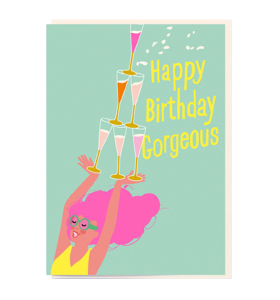 Birthday funky quirky unusual modern cool card cards greetings greeting original classic wacky contemporary art illustration fun vintage retro noi champagne prosecco birthday gorgeous