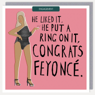 engagement ring Beyonce feyonce fiancee u-studio funky quirky unusual modern cool card cards greetings greeting original classic wacky contemporary art illustration fun vintage retro funny toasted