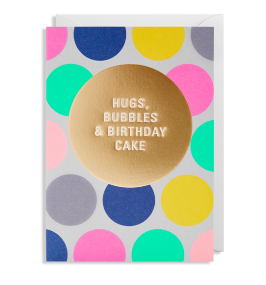 Lagom bubbles birthday cake hugs postco funky quirky unusual modern cool card cards greetings greeting original classic wacky contemporary art illustration fun