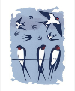 swallows tweet carry-akroyd screenprint Art-Angels birds funky quirky unusual modern cool card cards greetings greeting original classic wacky contemporary art illustration fun vintage retro