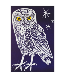 funky quirky unusual modern cool card cards greetings greeting original classic wacky contemporary art illustration fun vintage retro owl linocut mark-hearld Art-Angels