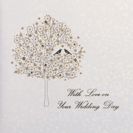 wedding tree birds glitter crystals hand-finished five-dollar-shake funky quirky unusual modern cool card cards greetings greeting original classic wacky contemporary art illustration fun vintage retro diamonds