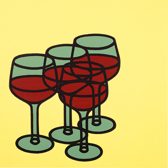 funky quirky unusual modern cool card cards greetings greeting original classic wacky contemporary art illustration fun vintage retro wine glasses patrick caulfield royal academy of arts art-press