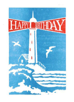 Birthday funky quirky unusual modern cool card cards greetings greeting original classic wacky contemporary art illustration fun vintage retro letterpress birthday lighthouse Archivist-Cards