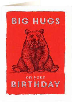 Birthday funky quirky unusual modern cool card cards greetings greeting original classic wacky contemporary art illustration fun vintage retro letterpress bear hugs birthday Archivist-Cards