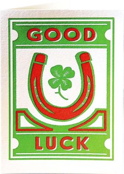 Birthday funky quirky unusual modern cool card cards greetings greeting original classic wacky contemporary art illustration fun vintage retro letterpress horseshoe clover good luck Archivist-Cards