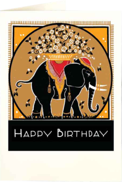 Birthday funky quirky unusual modern cool card cards greetings greeting original classic wacky contemporary art illustration fun vintage retro letterpress gold elephant birthday Archivist-Cards