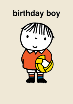dick-bruna miffy birthday boy football kids book retro vintage funky quirky unusual modern cool card cards greetings greeting original classic wacky contemporary art illustration photographic