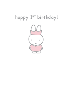 bunny rabbit funky quirky unusual modern cool card cards greetings greeting original classic wacky contemporary art illustration photographic vintage retro kids book happy birthday 1st 1 one first miffy dick-bruna hype-cards