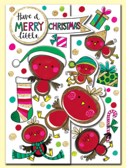 funky quirky unusual modern cool card cards greetings greeting original classic wacky contemporary art illustration photographic distinctive vintage retro jigsaw puzzle Rachel-ellen cute kids Christmas xmas robin merry-little-christmas merry