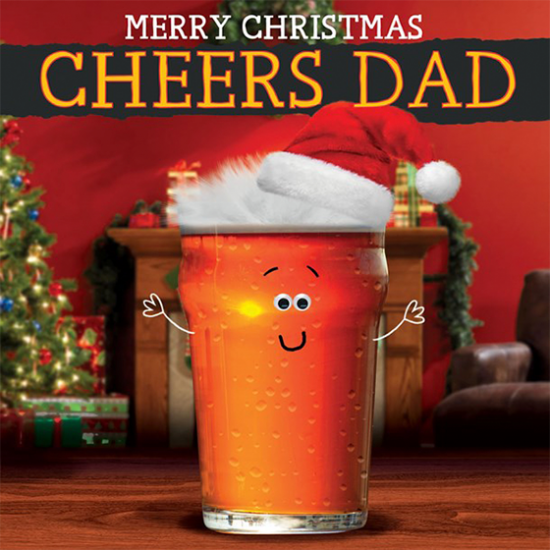 funky quirky unusual modern cool card cards greetings greeting original classic wacky contemporary art illustration photographic distinctive vintage retro Christmas xmas Tracks googly-eyes fluff funny dad beer cheers