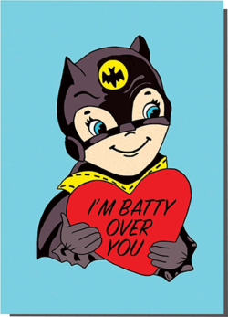 funky quirky unusual modern cool card cards greetings greeting original classic wacky contemporary art illustration photographic distinctive vintage retro humourous funny Bite Your Granny valentine valentine’s-day batty batman