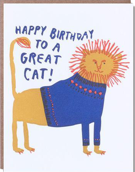funky quirky unusual modern cool card cards greetings greeting original classic wacky contemporary art illustration photographic distinctive vintage retro eggpress 1973 nineteen seventy three letterpress birthday great cat