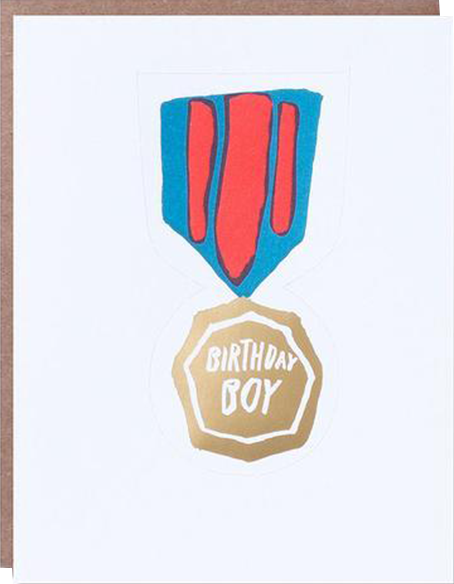 funky quirky unusual modern cool card cards greetings greeting original classic wacky contemporary art illustration photographic distinctive vintage retro eggpress 1973 nineteen seventy three letterpress birthday malarkey boy removable wearable medal ep0222