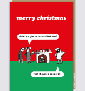 Malarkey Cards sell funky quirky unusual modern cool original classic wacky contemporary art illustration photographic distinctive vintage retro funny rude humorous greetings cards Christmas xmas modern toss XMT72 card pack