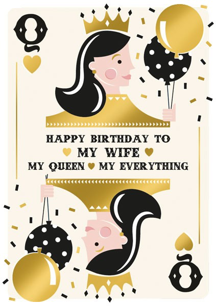 Malarkey Cards Brighton sell funky quirky unusual modern cool card cards greetings greeting original classic wacky contemporary art photographic birthday fun vintage my wife my queen my everything foil embossed art file