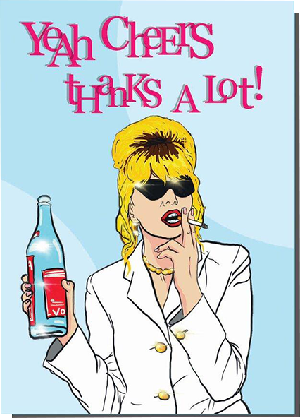 Malarkey Cards Brighton sell funky quirky unusual modern cool card cards greetings greeting original classic wacky contemporary art photographic birthday fun vintage bite your granny toy pincher absolutely fabulous yeah cheers thanks a lot patsy joanna lumley