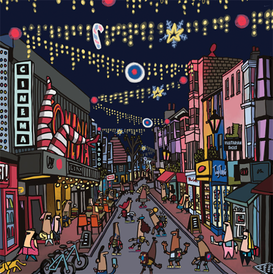 Malarkey Cards Brighton sell funky quirky unusual modern cool original classic wacky contemporary art illustration photographic distinctive vintage retro funny rude humorous birthday seasonal greetings cards Lisa Holdcroft lights