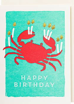 Malarkey Cards Brighton sell funky quirky unusual modern cool original classic wacky contemporary art illustration photographic distinctive vintage retro funny rude humorous birthday seasonal greetings cards archivist crab