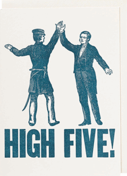 Malarkey Cards Brighton sell funky quirky unusual modern cool original classic wacky contemporary art illustration photographic distinctive vintage retro funny rude humorous birthday Archivist high five men congratulations well done