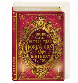 Malarkey Cards Brighton sell funky quirky unusual modern cool original classic wacky contemporary art illustration photographic distinctive vintage retro funny rude humorous birthday ageing better than dorian gray art file storybook collection book die-cut gold finish deboss