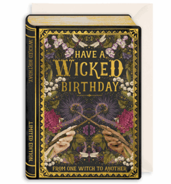 Malarkey Cards Brighton sell funky quirky unusual modern cool original classic wacky contemporary art illustration photographic distinctive vintage retro funny rude humorous birthday wicked birthday from one witch to another die-cut gold finish deboss the art file storybook collection