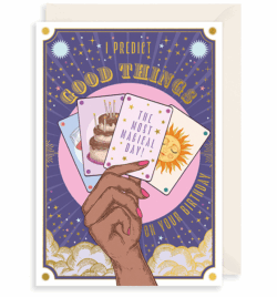 Malarkey Cards Brighton sell funky quirky unusual modern cool original classic wacky contemporary art illustration photographic distinctive vintage retro funny rude humorous birthday I predict good things fortune teller art file soulmates collection gold finish deboss