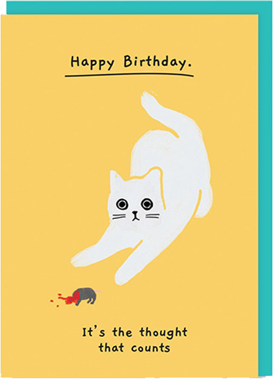 Malarkey Cards Brighton sell funky quirky unusual modern cool original classic wacky contemporary art illustration photographic distinctive vintage retro funny rude humorous birthday ken the cat ohh deer its the thought that counts mouse